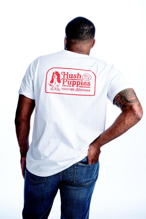 branco camiseta estampada basset hound retrô homens Hush Puppies Camisetas ZZ6R364 - Image 3