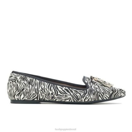 cabelo de bezerro zebra sapatilha sadie com borlas mulheres Hush Puppies escorregar em ZZ6R96