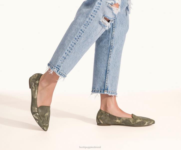 camuflagem camurça metálica ponta avelã plana mulheres Hush Puppies sapatos rasos ZZ6R63 - Image 3
