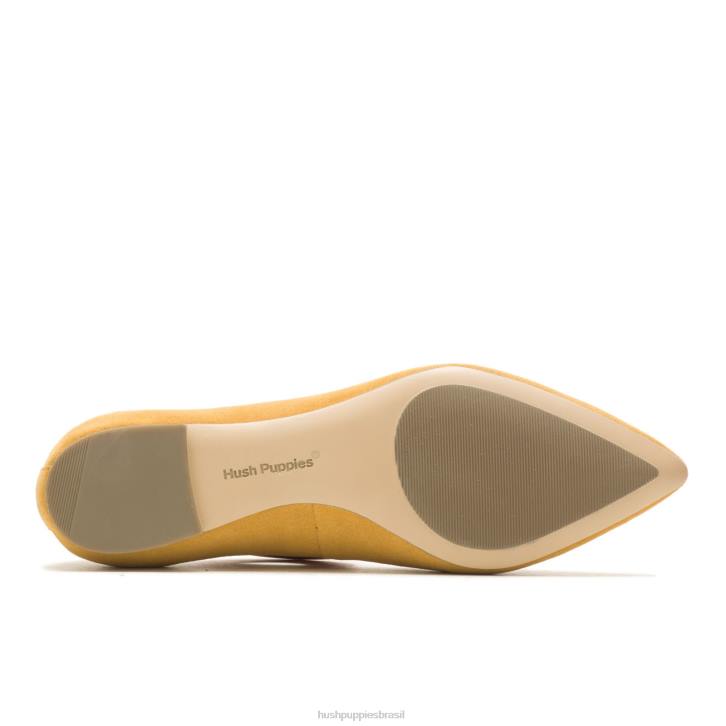 camurça amarela de verão ponta avelã plana mulheres Hush Puppies sapatos rasos ZZ6R57 - Image 6