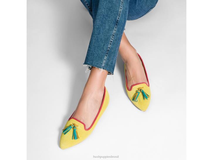 camurça amarelo sol sapatilha sadie com borlas mulheres Hush Puppies escorregar em ZZ6R99 - Image 3