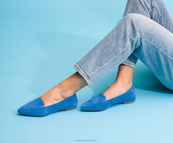 camurça azul céu profundo ponta avelã plana mulheres Hush Puppies sapatos rasos ZZ6R52 - Image 3