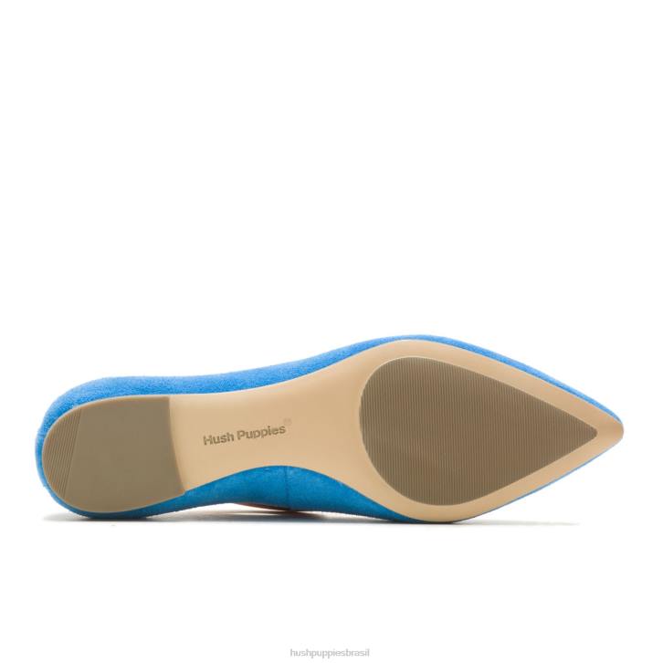camurça azul céu profundo ponta avelã plana mulheres Hush Puppies sapatos rasos ZZ6R52 - Image 6
