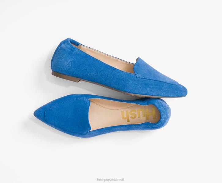 camurça azul céu profundo ponta avelã plana mulheres Hush Puppies sapatos rasos ZZ6R52 - Image 8