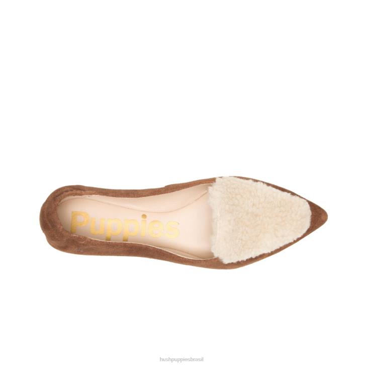 camurça bege ponta avelã plana mulheres Hush Puppies sapatos rasos ZZ6R66 - Image 6