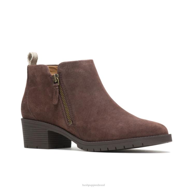 camurça marrom escuro bota hadley com zíper lateral mulheres Hush Puppies bota ZZ6R185 - Image 4