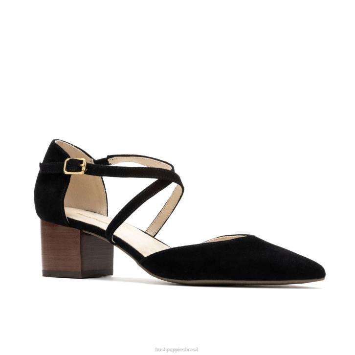 camurça preta ousada bomba cruzada sofie mulheres Hush Puppies salto ZZ6R100 - Image 3