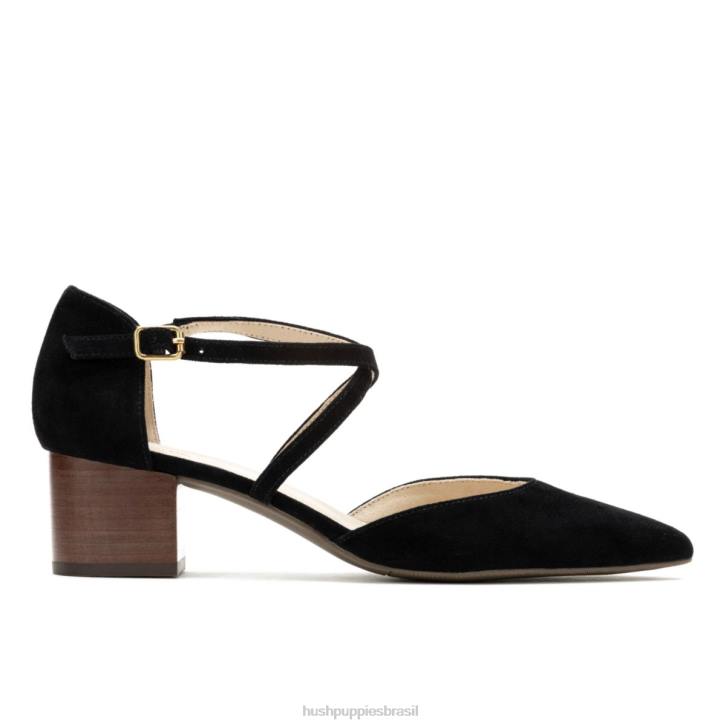 camurça preta ousada bomba cruzada sofie mulheres Hush Puppies salto ZZ6R100 - Image 1