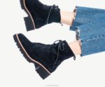 camurça preta ousada bota de renda amelia mulheres Hush Puppies bota ZZ6R175 - Image 3