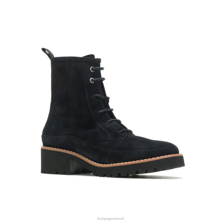 camurça preta ousada bota de renda amelia mulheres Hush Puppies bota ZZ6R175 - Image 4