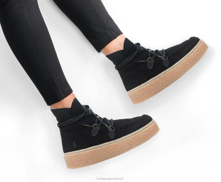 camurça preta ousada bota de renda chukka bridget mulheres Hush Puppies bota ZZ6R178 - Image 3
