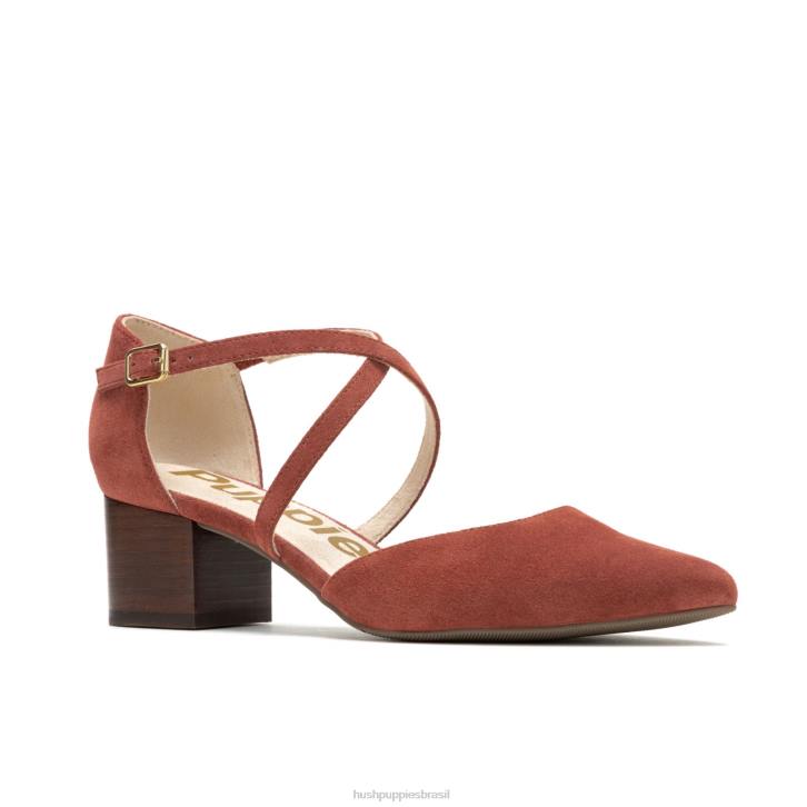 camurça rosa empoeirada bomba cruzada sofie mulheres Hush Puppies salto ZZ6R101 - Image 3