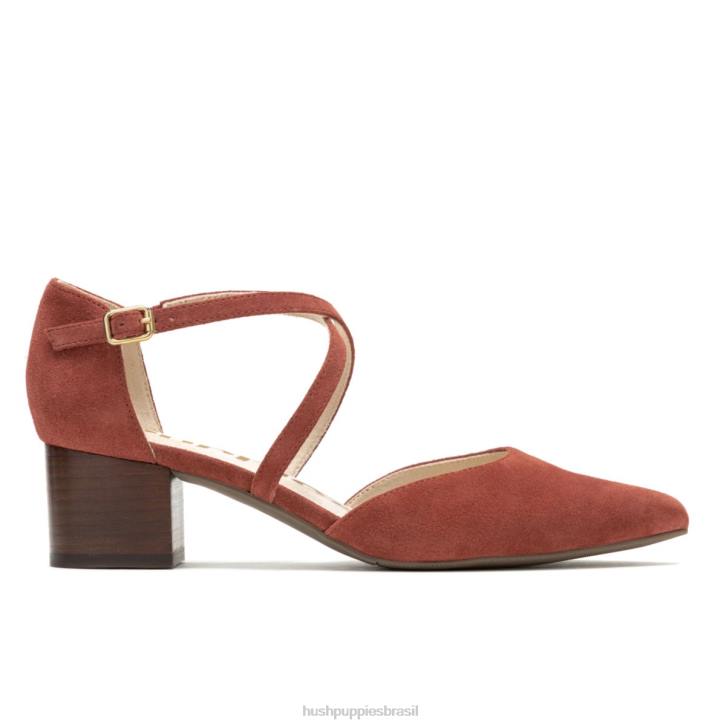 camurça rosa empoeirada bomba cruzada sofie mulheres Hush Puppies salto ZZ6R101 - Image 1