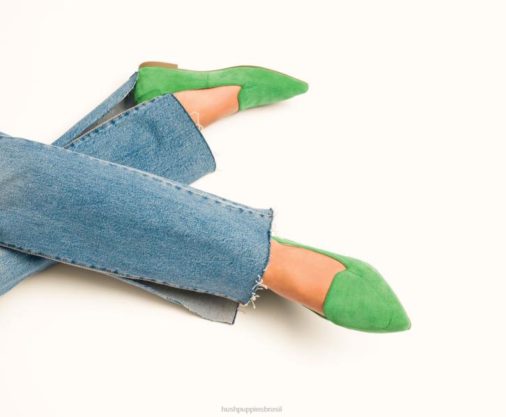 camurça verde jade ponta avelã plana mulheres Hush Puppies sapatos rasos ZZ6R71 - Image 3