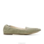 camurça verde-oliva ponta avelã plana mulheres Hush Puppies sapatos rasos ZZ6R56