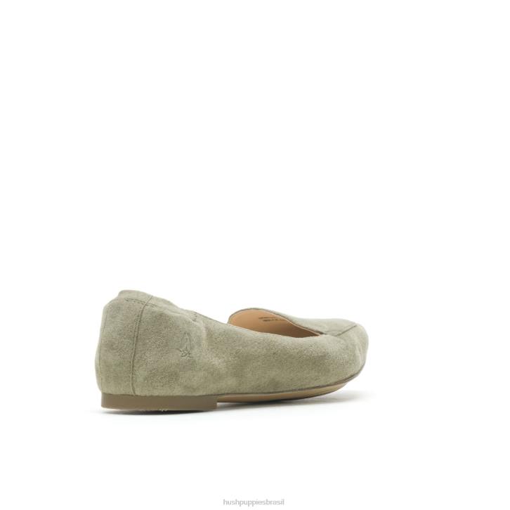 camurça verde-oliva ponta avelã plana mulheres Hush Puppies sapatos rasos ZZ6R56 - Image 5