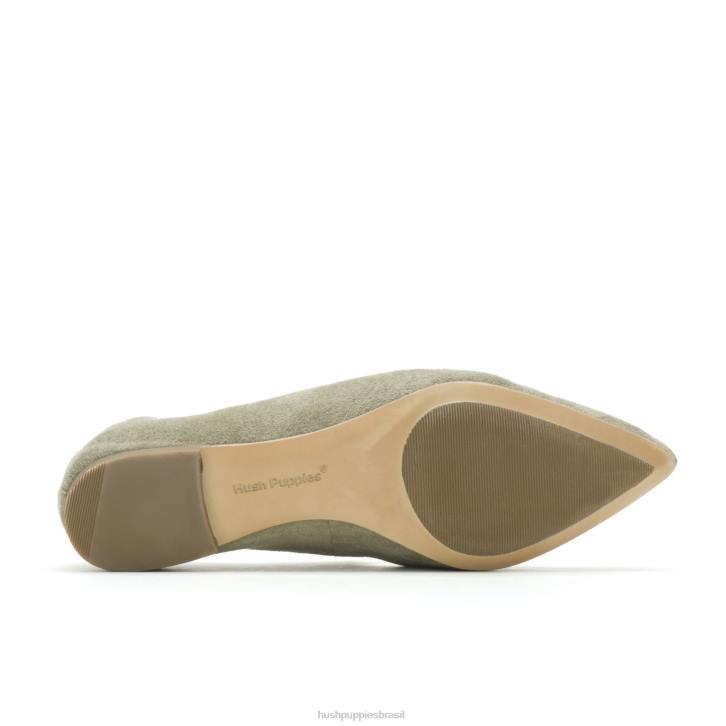 camurça verde-oliva ponta avelã plana mulheres Hush Puppies sapatos rasos ZZ6R56 - Image 6
