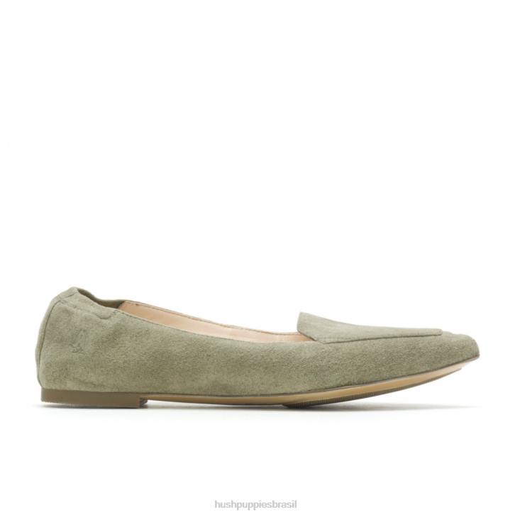 camurça verde-oliva ponta avelã plana mulheres Hush Puppies sapatos rasos ZZ6R56 - Image 1