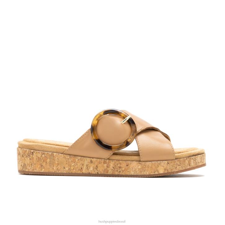 couro bege profundo sandália com fivela June mulheres Hush Puppies sandália ZZ6R10 - Image 2