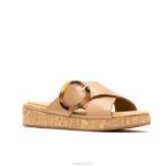 couro bege profundo sandália com fivela June mulheres Hush Puppies sandália ZZ6R10 - Image 3