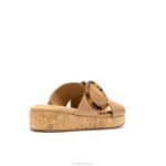 couro bege profundo sandália com fivela June mulheres Hush Puppies sandália ZZ6R10 - Image 4
