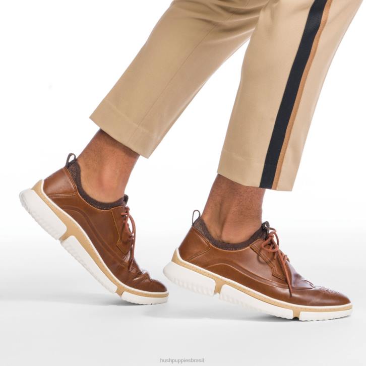 couro conhaque Bennet ponta de asa oxford homens Hush Puppies Oxford ZZ6R282 - Image 3