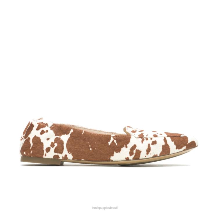 couro de impressão de vaca ponta avelã plana mulheres Hush Puppies sapatos rasos ZZ6R70 - Image 2