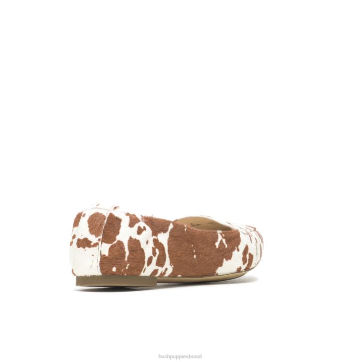 couro de impressão de vaca ponta avelã plana mulheres Hush Puppies sapatos rasos ZZ6R70 - Image 5
