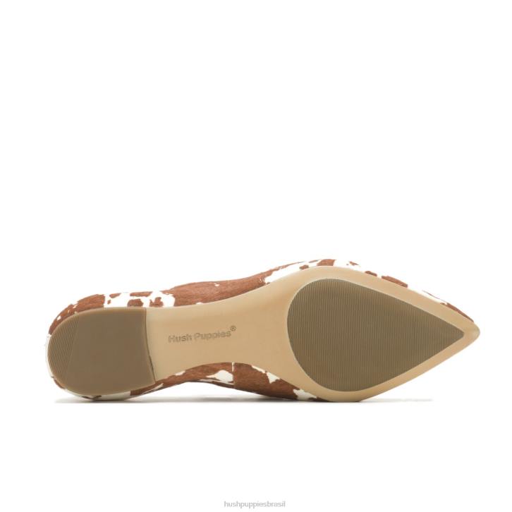 couro de impressão de vaca ponta avelã plana mulheres Hush Puppies sapatos rasos ZZ6R70 - Image 6