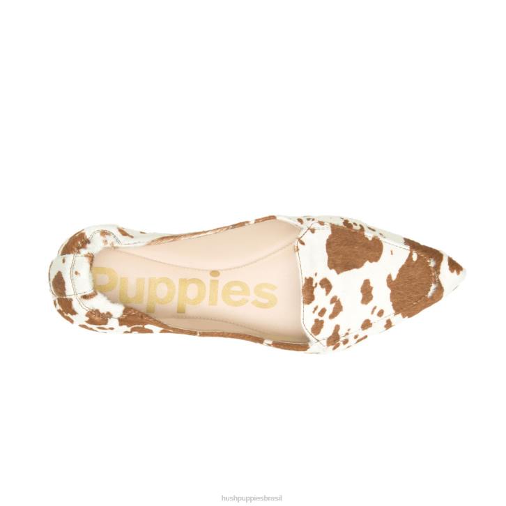 couro de impressão de vaca ponta avelã plana mulheres Hush Puppies sapatos rasos ZZ6R70 - Image 7