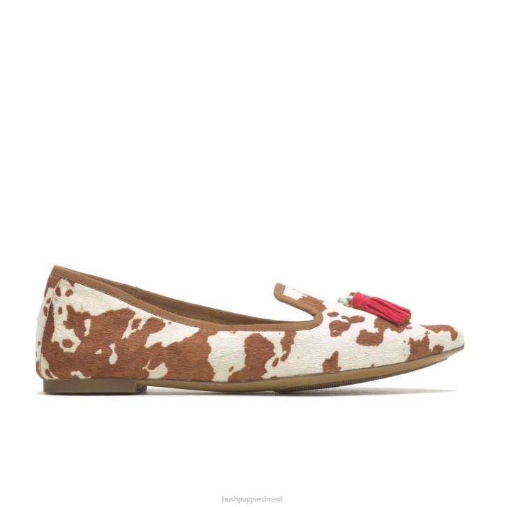 couro de impressão de vaca sadie borla 2 plana mulheres Hush Puppies sapatos rasos ZZ6R48 - Image 2