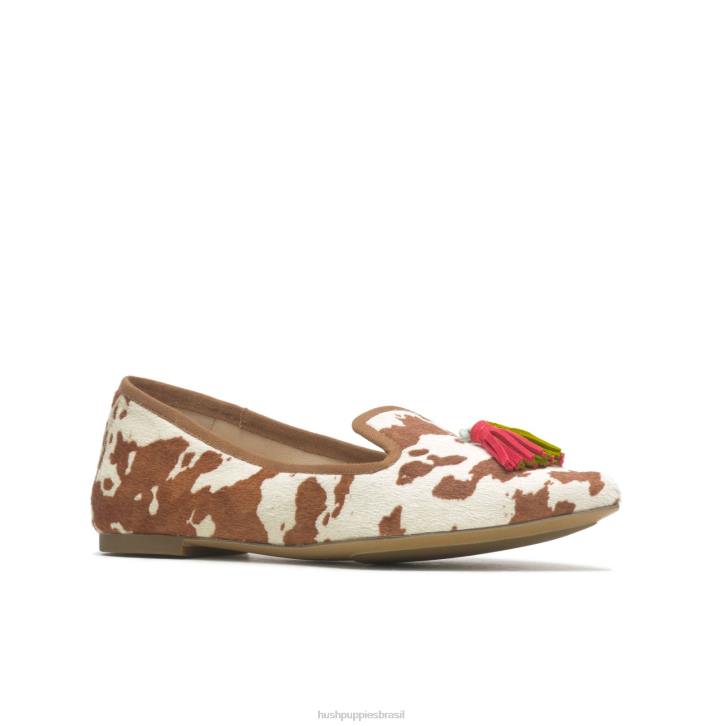 couro de impressão de vaca sadie borla 2 plana mulheres Hush Puppies sapatos rasos ZZ6R48 - Image 4