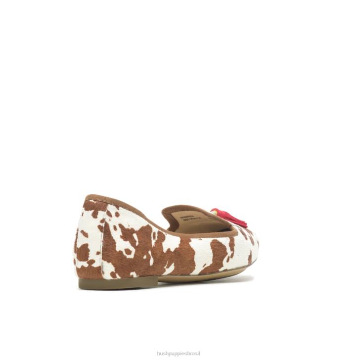 couro de impressão de vaca sadie borla 2 plana mulheres Hush Puppies sapatos rasos ZZ6R48 - Image 5