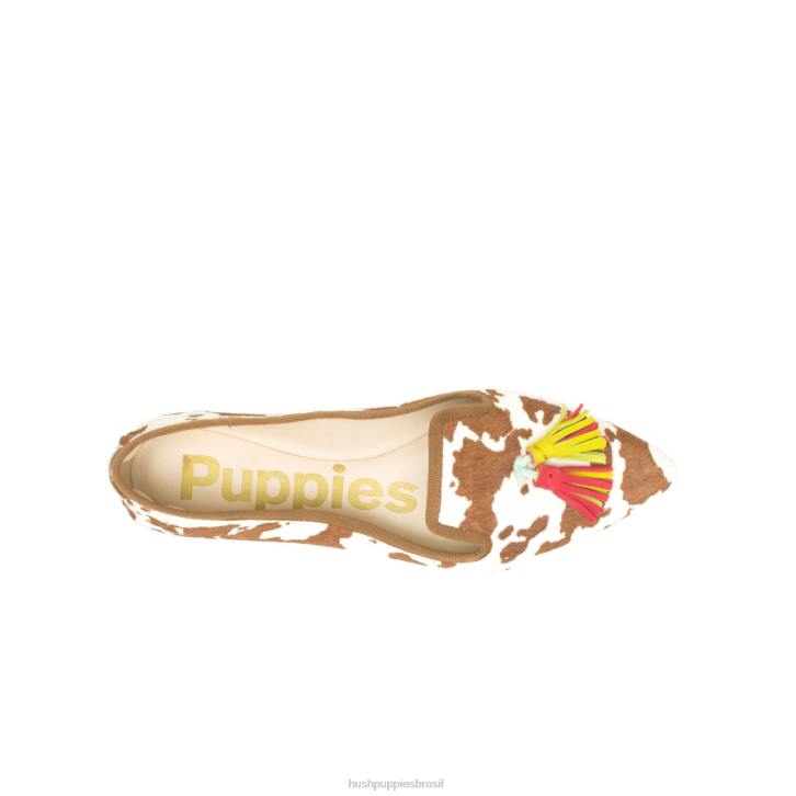 couro de impressão de vaca sadie borla 2 plana mulheres Hush Puppies sapatos rasos ZZ6R48 - Image 7