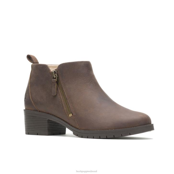 Couro Marrom bota hadley com zíper lateral mulheres Hush Puppies bota ZZ6R184 - Image 3