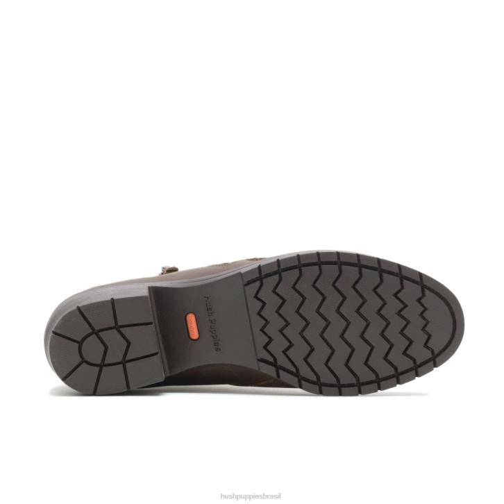 Couro Marrom bota hadley com zíper lateral mulheres Hush Puppies bota ZZ6R184 - Image 5
