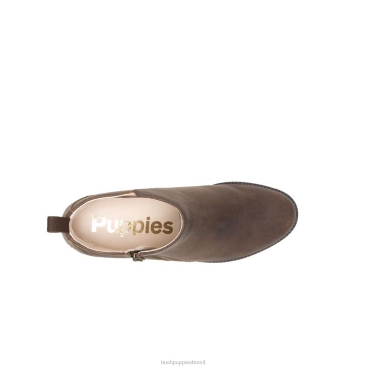 Couro Marrom bota hadley com zíper lateral mulheres Hush Puppies bota ZZ6R184 - Image 6