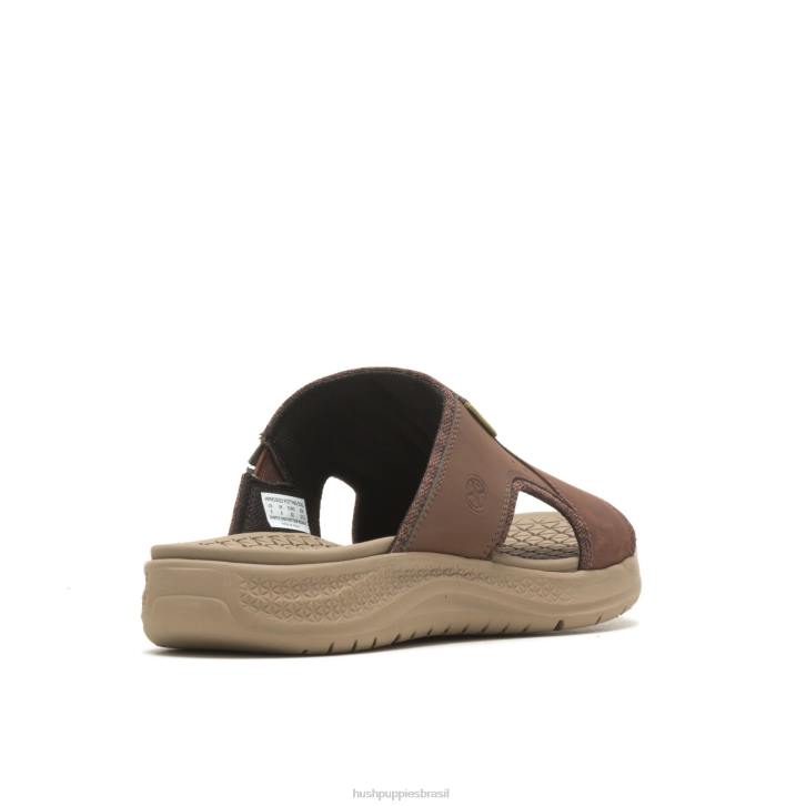 couro marrom escuro ativar sandália deslizante homens Hush Puppies sandália ZZ6R317 - Image 4