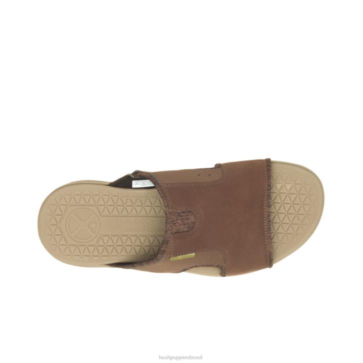 couro marrom escuro ativar sandália deslizante homens Hush Puppies sandália ZZ6R317 - Image 6