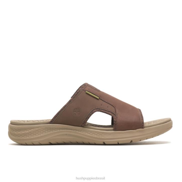 couro marrom escuro ativar sandália deslizante homens Hush Puppies sandália ZZ6R317 - Image 1