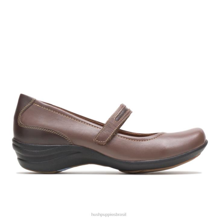 couro marrom escuro mary jane épica mulheres Hush Puppies sapatos casuais ZZ6R229 - Image 1
