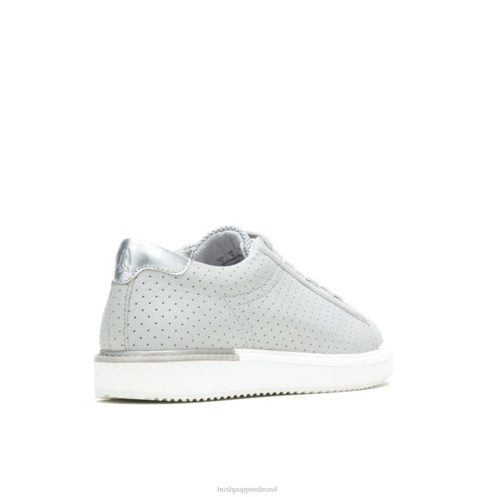 couro perf cinza vapor sapatilha sabine mulheres Hush Puppies tênis ZZ6R141 - Image 4