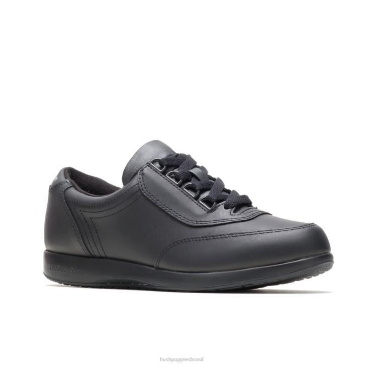 couro preto andador clássico mulheres Hush Puppies sapatos de caminhada ZZ6R235 - Image 3
