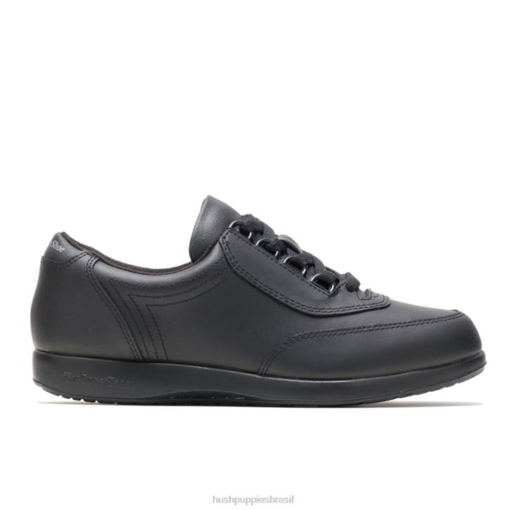 couro preto andador clássico mulheres Hush Puppies sapatos de caminhada ZZ6R235 - Image 1