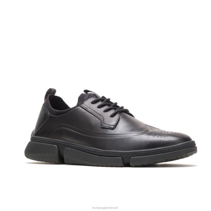 couro preto Bennet ponta de asa oxford homens Hush Puppies Oxford ZZ6R299 - Image 3