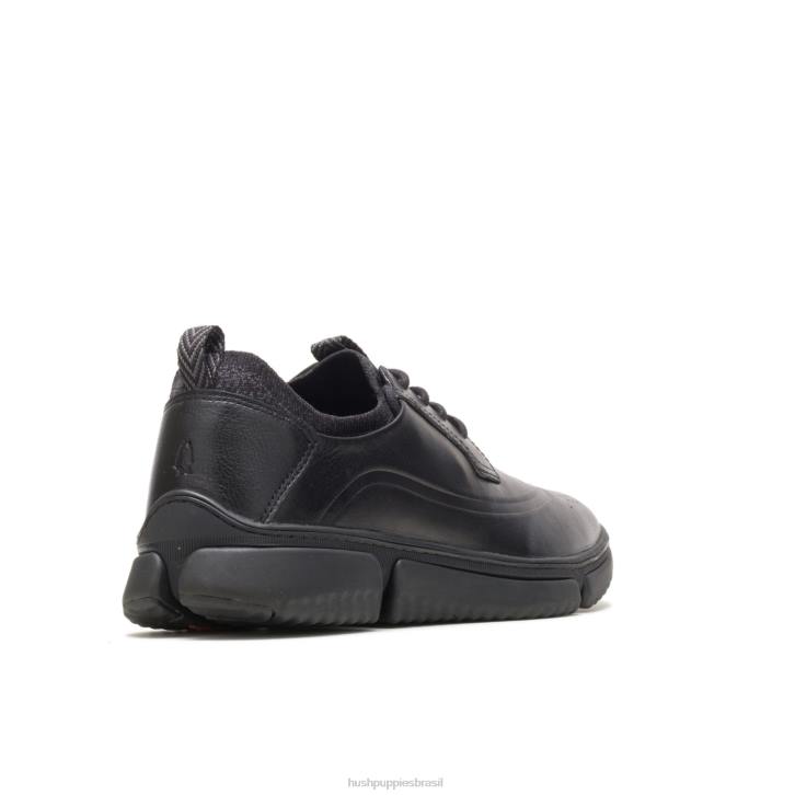 couro preto Bennet ponta de asa oxford homens Hush Puppies Oxford ZZ6R299 - Image 4