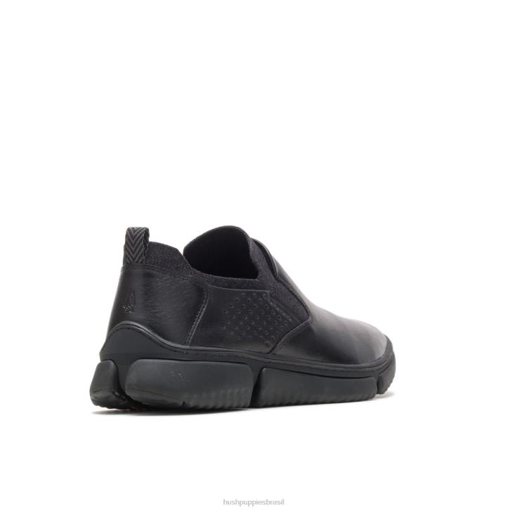 couro preto bennet sapatilha sem salto homens Hush Puppies Oxford ZZ6R284 - Image 5