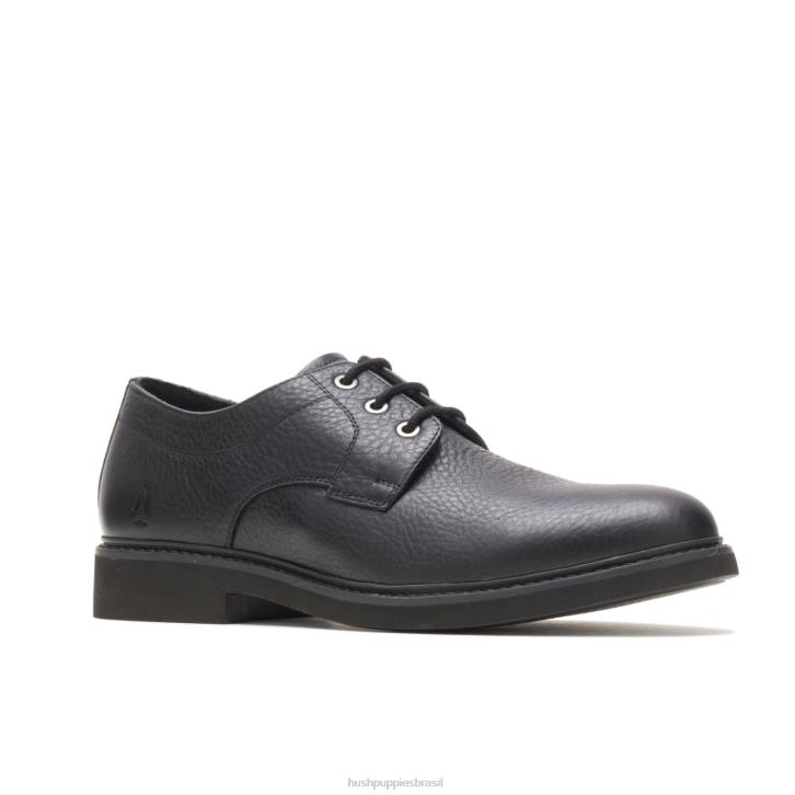 couro preto dedo do pé liso detroit oxford homens Hush Puppies Oxford ZZ6R296 - Image 3