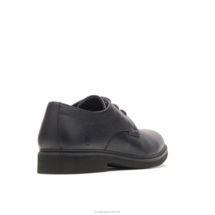 couro preto dedo do pé liso detroit oxford homens Hush Puppies Oxford ZZ6R296 - Image 4