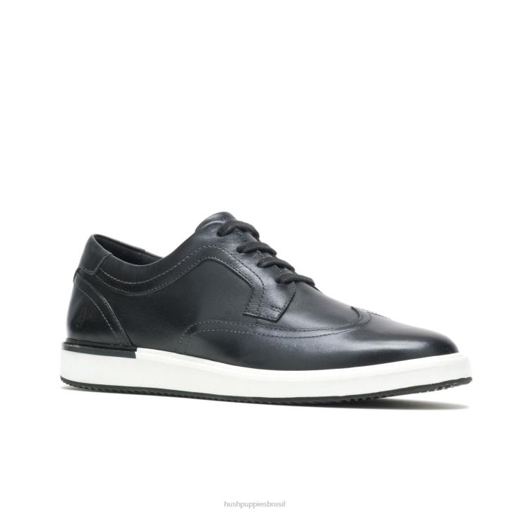 couro preto Heath Wing Tip Oxford homens Hush Puppies Oxford ZZ6R303 - Image 3